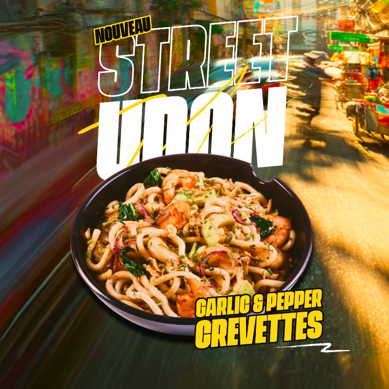 STREET UDON - GARLIC & PEPPER CREVETTES